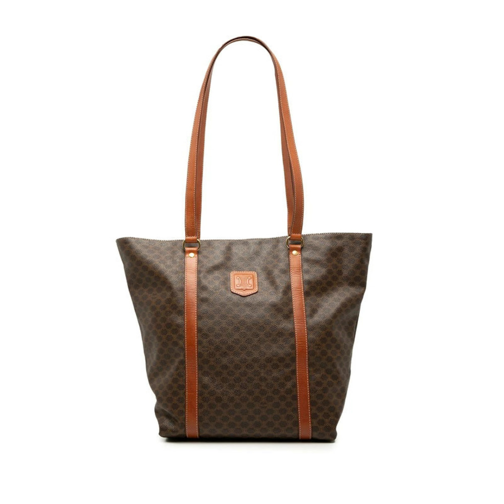 Celine Macadam Tote Bag Shoulder Brown Leather